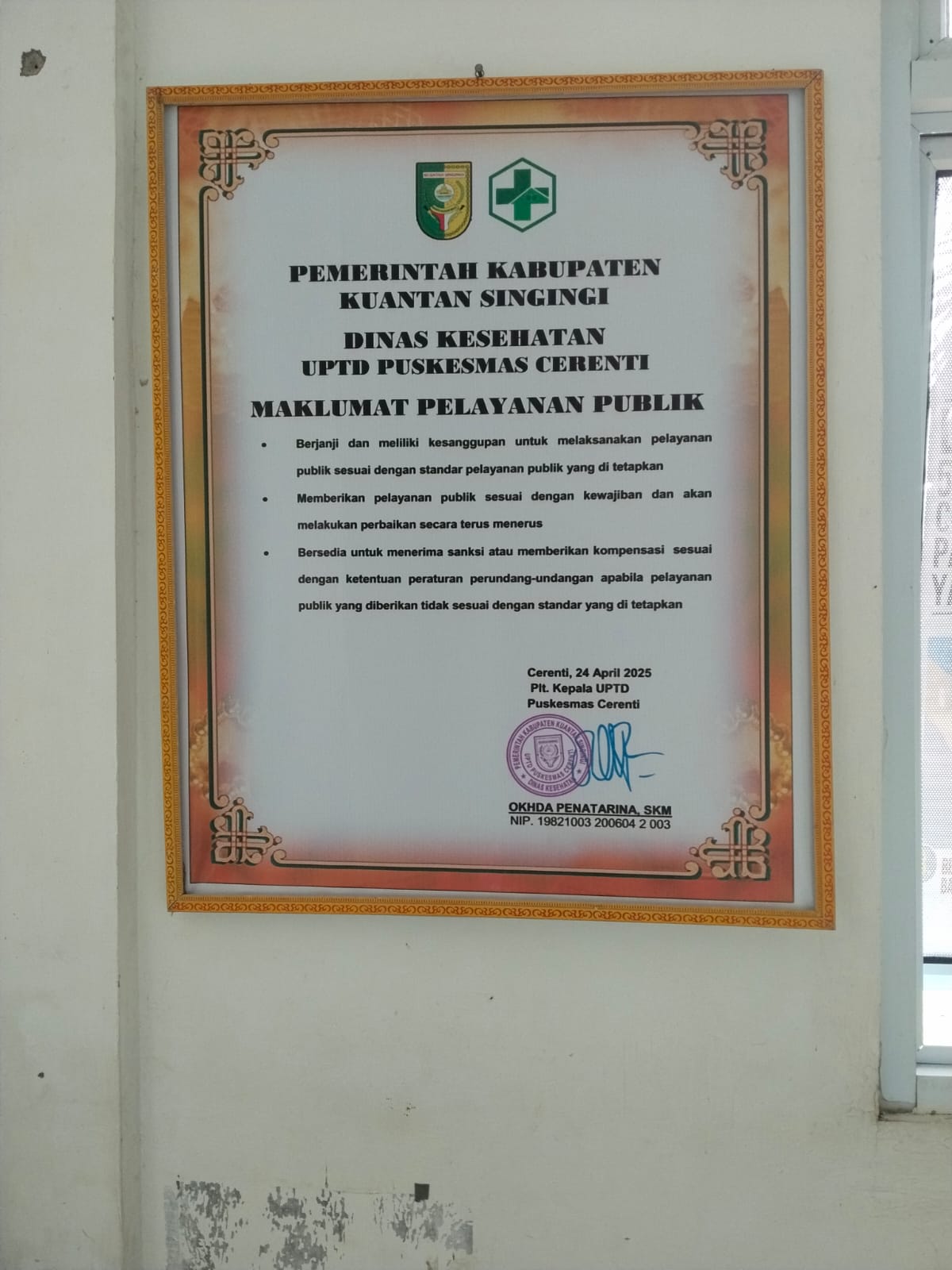 MAKLUMAT PELAYANAN PUBLIK PUSKESMAS CERENTI